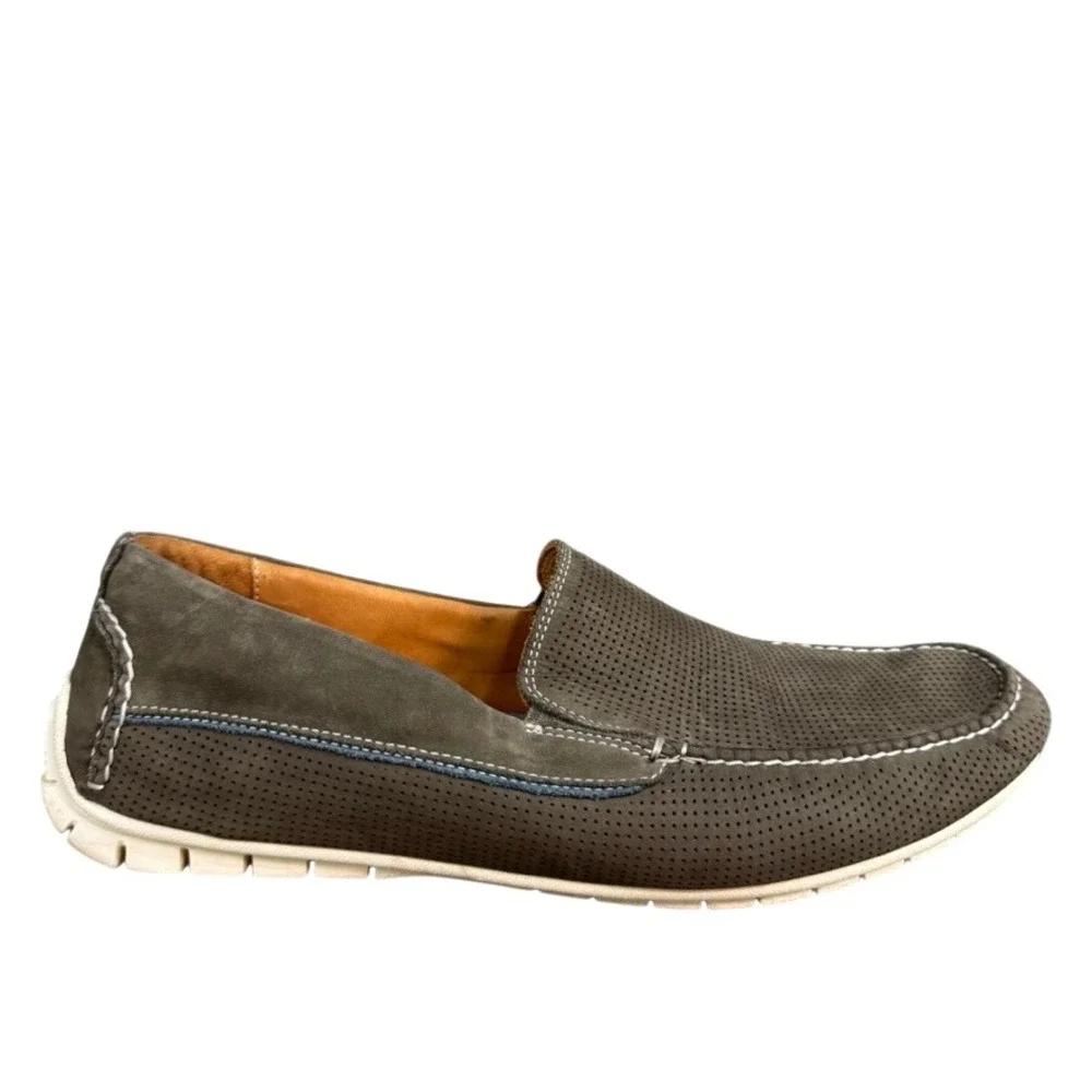 Johnston & Murphy McGuffey Perforated Slip On Loafers Green Nubuck Mens 10.5
